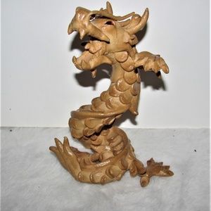 Handmade wood pulp detailed dragon with clear coat